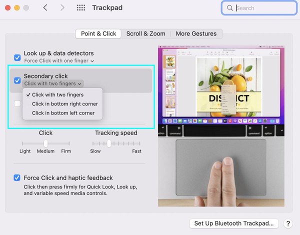 How to enable right-click with two fingers on Mac Trackpad.